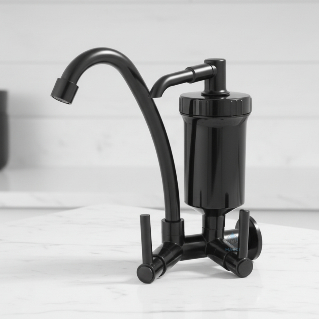 Torneira Filtro de Cozinha de Parede Preta Bica Móvel ABS Bica Alta 1/4 de Volta em Oferta na Shopee