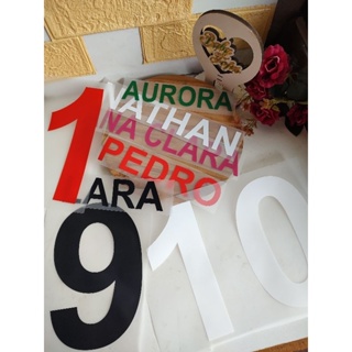 Personalize sua camiseta Nome+número termocolante para tecidos  com 4 centímetros de altura aplica com o ferro de passar em Oferta na Shopee