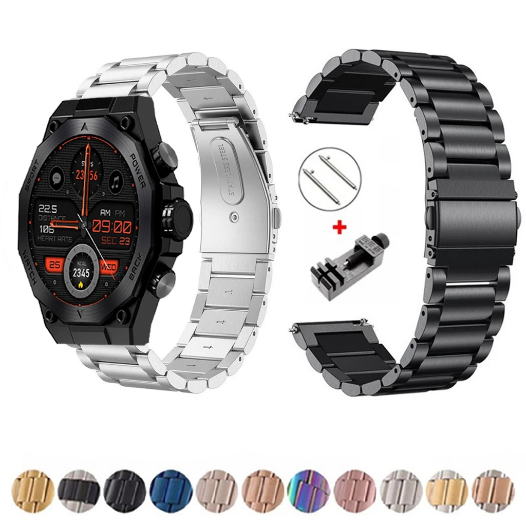 Pulseira de 22mm Metal Elos de aço inox para Smartwatch Aurafit Am18 de Engate Rapido  Pronta entrega no Brasil