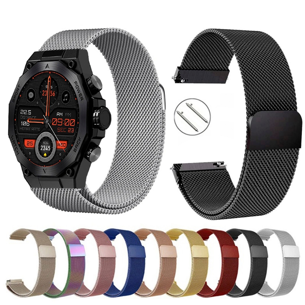 Pulseira de 22mm milanesa aço inox para Smartwatch Bazik W76 Pro Max de Engate Rapido
