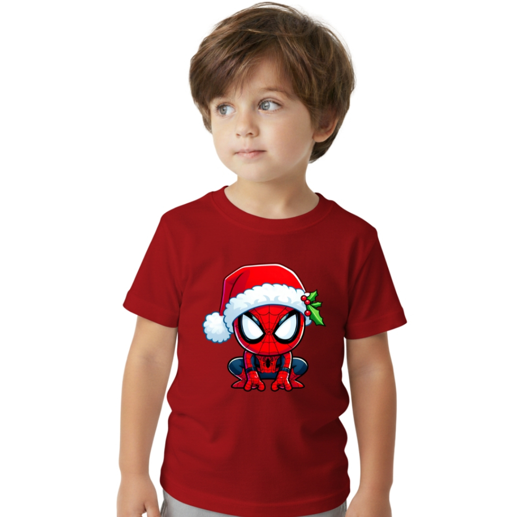 Camiseta Infantil Menino Estampada H. Aranha Natal Spder Algodão Macio Lançamento Crianças Desenho