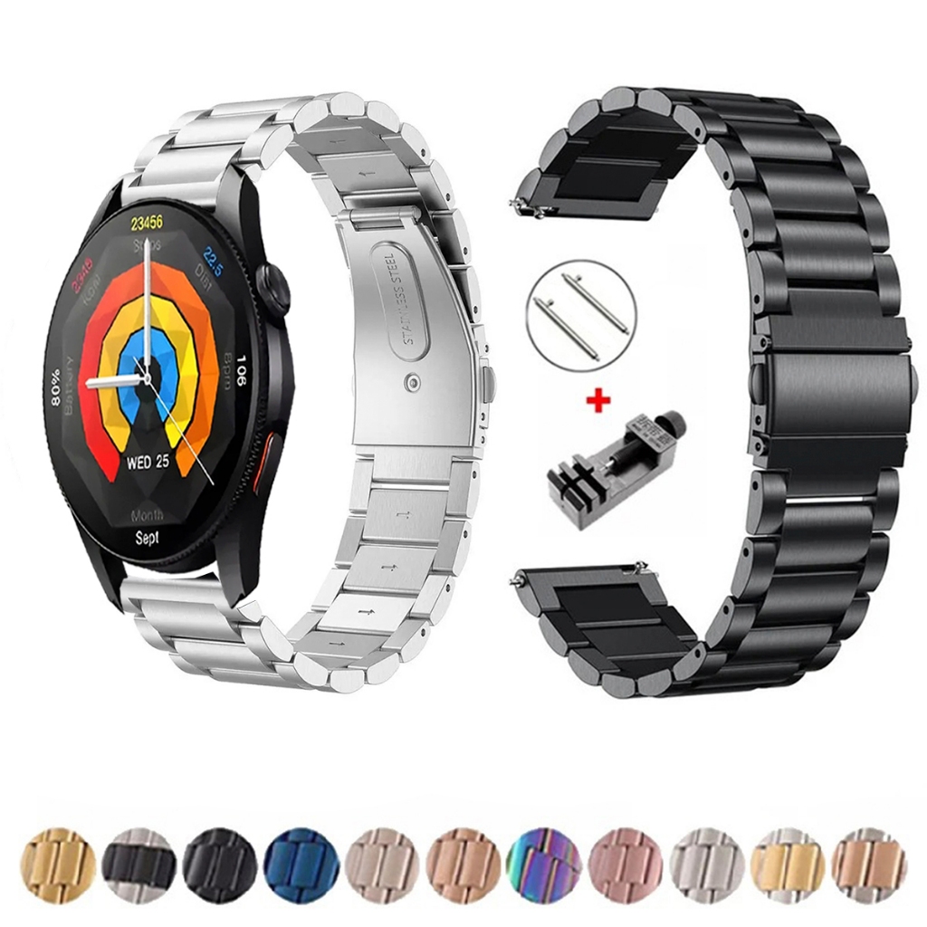 Pulseira de 22mm Metal Elos de aço inox para Smartwatch Aurafit G12 de Engate Rapido