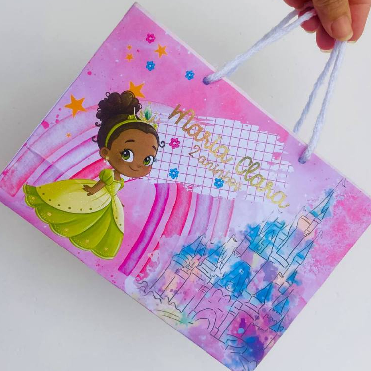 Sacolinha Princesa e o Sapo / Princesa Tina / Personalizados/Lembrancinhas/Festa infantil/Aniversário/festa/ sacolas