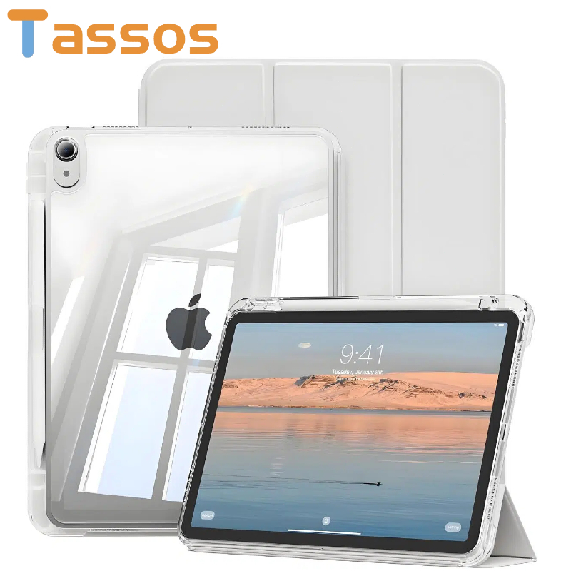 TASSOS Capa Transparente para iPad Air M2/M3 11 Polegadas Magnética Com Porta Caneta e Suporte