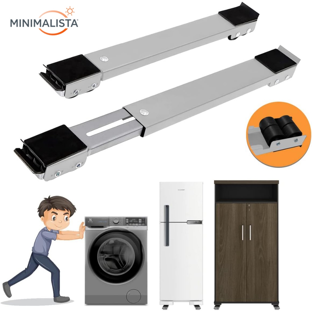 Suporte De Base Com Rodinha Para Geladeira Fogão Máquina Lavar Lousa Base Carrinho até 200kg em Oferta na Shopee