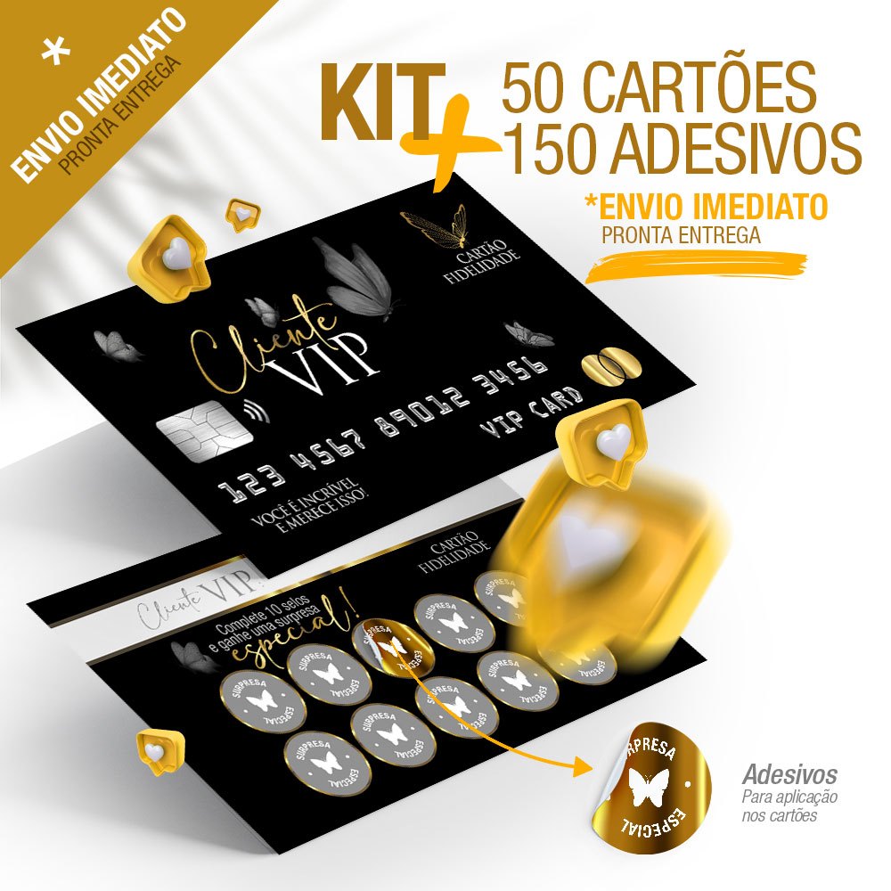 50 Cartão Fidelidade Clientes VIP 48x88mm + 150 Adesivos em Oferta na Shopee