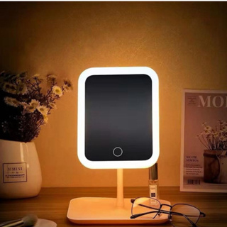 Espelho Decorativo com LED de Mesa Redondo / Quadrado para Maquiagem e Luminaria luz forte em Oferta na Shopee