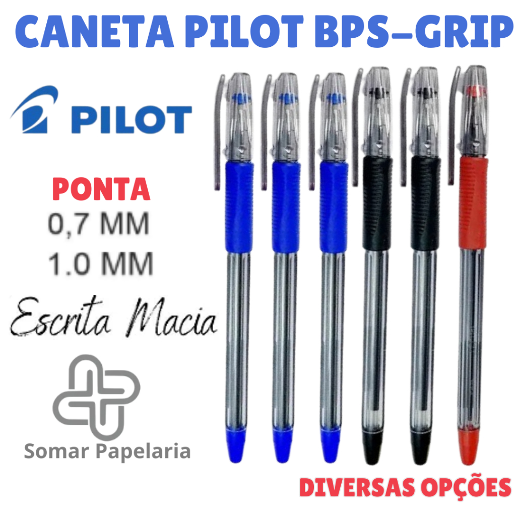Caneta Esferográfica PILOT BPS-GRIP 0.7 ou 1.0 em Oferta na Shopee