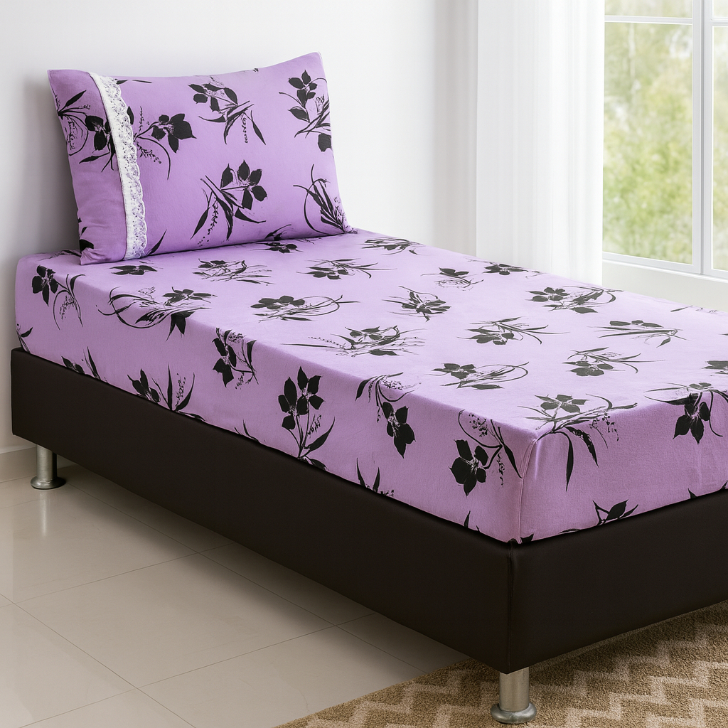 Jogo de Lençol de Malha Solteiro 2pçs 100% Algodão c/ Elástico e Fronha c/ Zíper e Babado Macio Cama em Oferta na Shopee