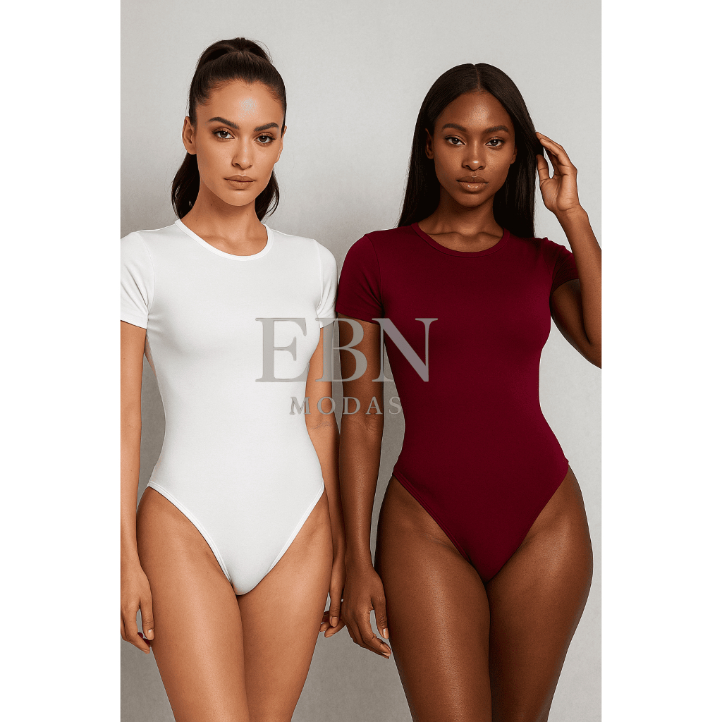 KIT 2 Body Feminino Forro Duplo Suplex Premium Manga Curta Gola Redonda Careca em Oferta na Shopee