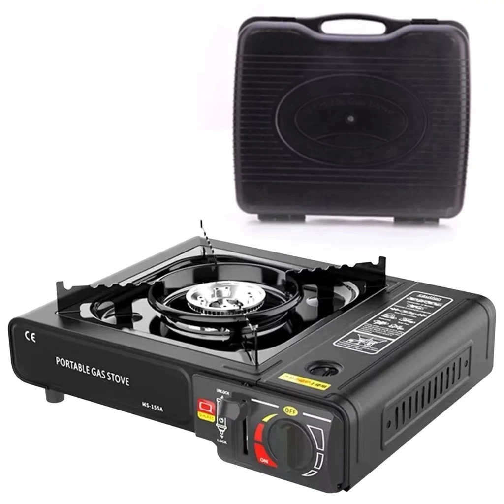Imagem Fogareiro Fogão Portátil a Gás 1 Boca para Camping Viagem Churrasco com Maleta