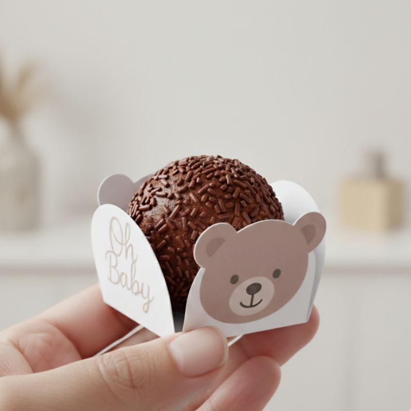 ✨ Forminha Ursinho Oh Baby para Brigadeiro – Chá de Bebê e Chá Revelação Menino ou Menina 🧸