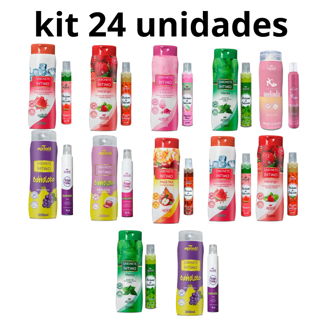 Kit com 24 unidades 12 Perfume de Calcinha +  12 Sabonete íntimo