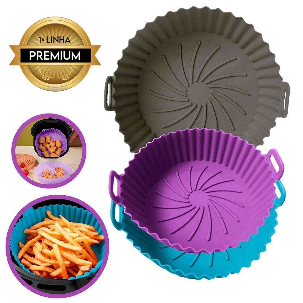 Kit Formas de Silicone Premium Antiaderente para Air Fryer Forno e Micro-ondas