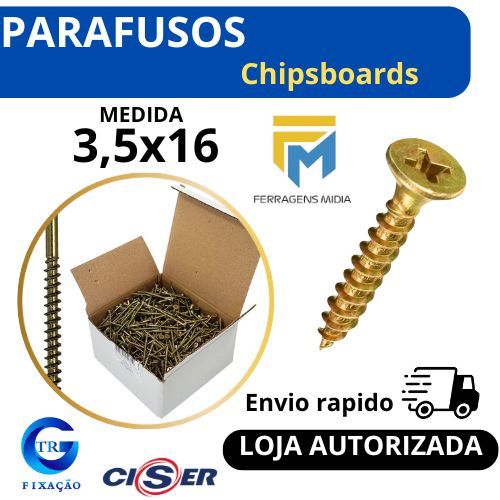 Kit Parafuso 35X16 para Madeira Chipboard Philips com 500 Parafusos para MDF Móveis