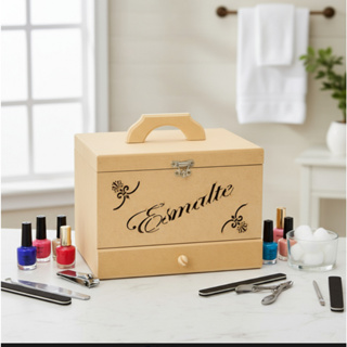 Porta Esmalte Maleta 24 Divisórias Em MDF Cru Com Gaveta em Oferta na Shopee