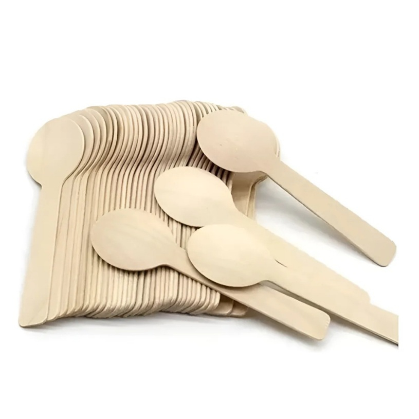 kit Colher de madeira 200 unidades Descartável bambu biodegradavel para doces e festas lembrancinhas em Oferta na Shopee