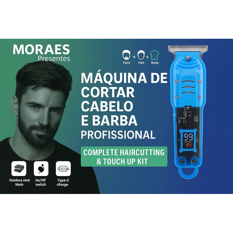 Máquina de Cortar Cabelo e Barba Profissional – Complete Haircutting & Touch Up Kit