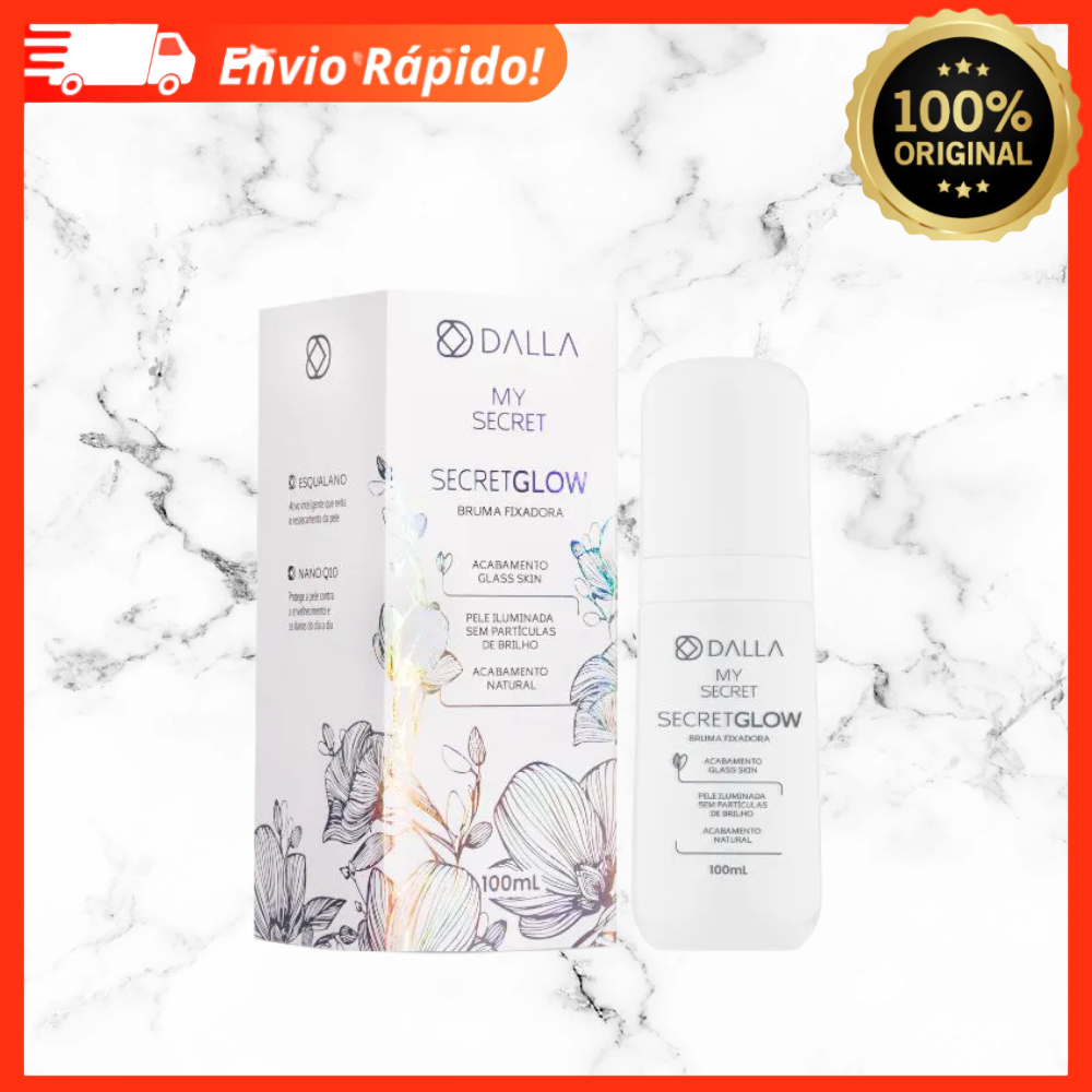Lançamento Bruma Fixadora Secret Glow Dalla My Secret 100ml - Hidratante / Vegano em Oferta na Shopee