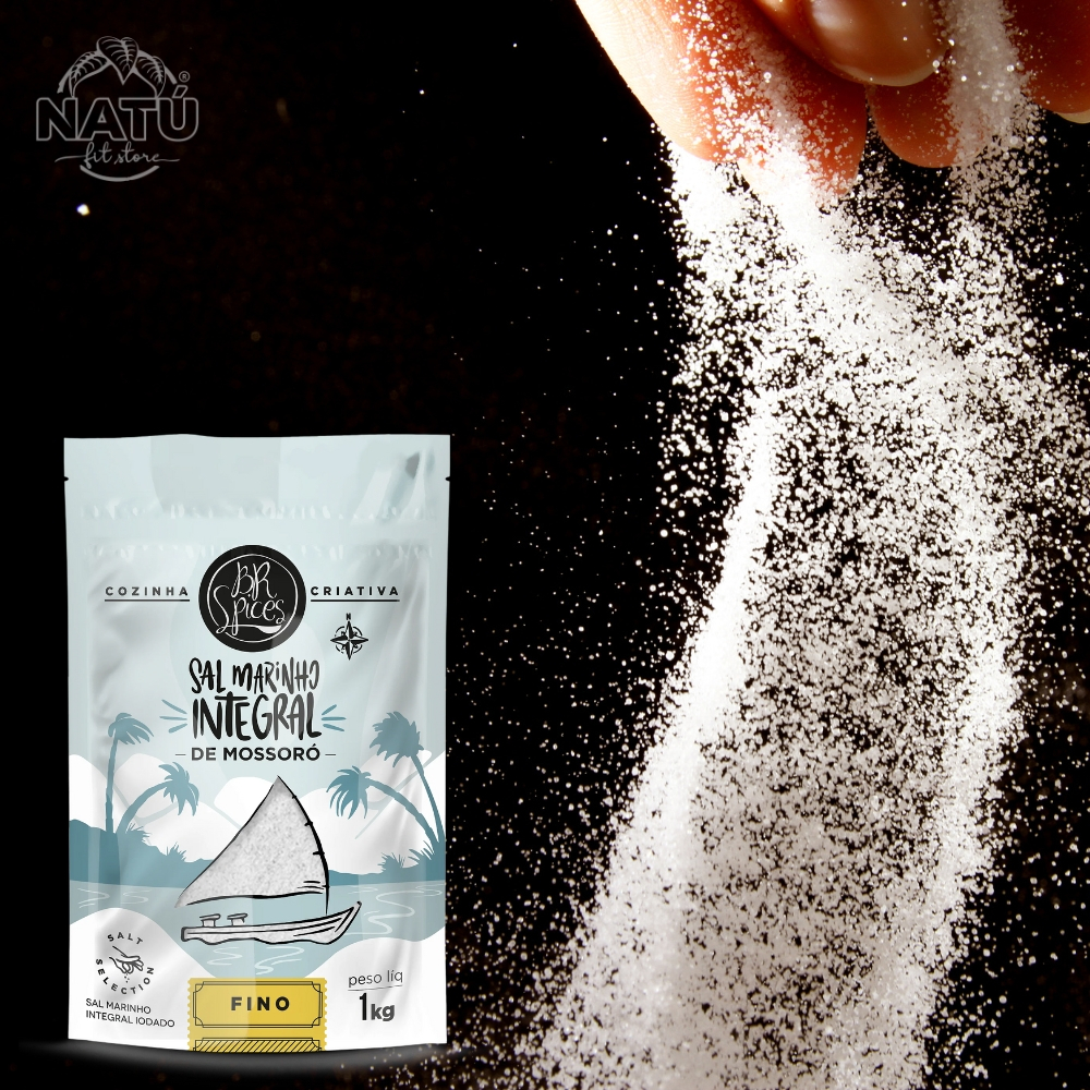 Detalhes do KIT 3X Sal Marinho BR Spices Integral De Mossoró Fino Pouch 1kg