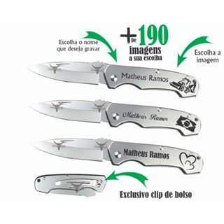 Canivete de bolso em inox  Marruá J Personalizado a Laser em Oferta na Shopee