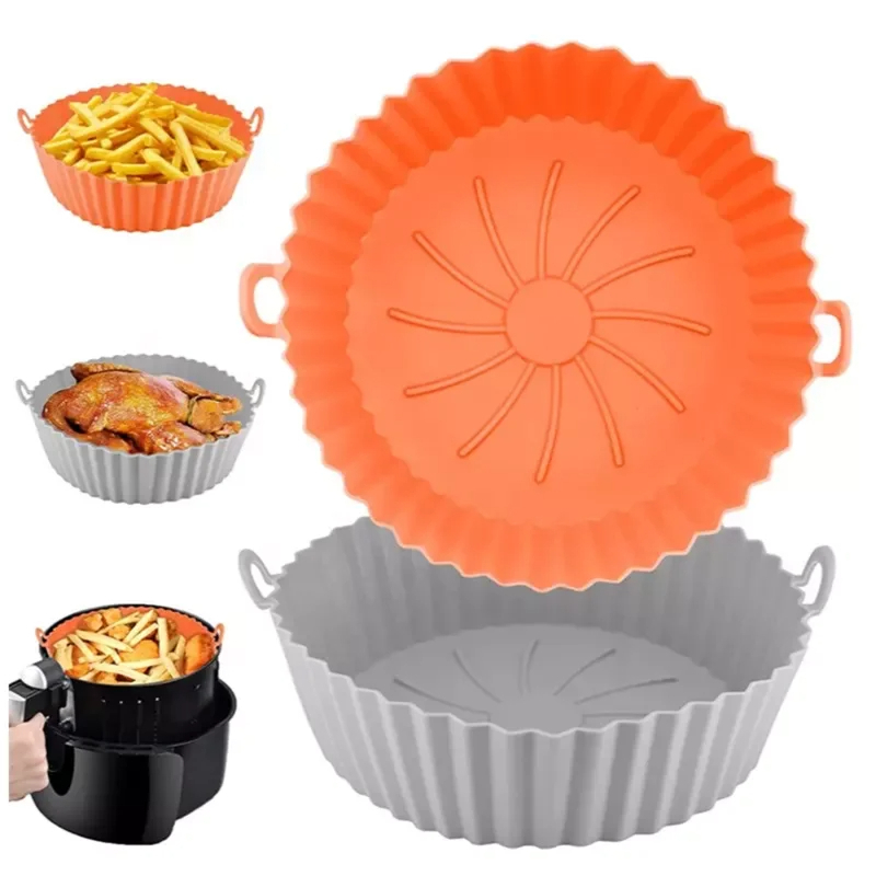 Kit 2/4 Formas de Silicone Air Fryer Forno Micro-ondas Fritadeira Antiaderente Reutilizável