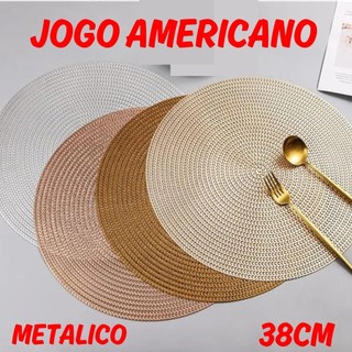 Kit 4 Ou 6 Jogo Americano 38cm Metálico Redondo Elegante Para Mesa De Cozinha Descanso De Mesa