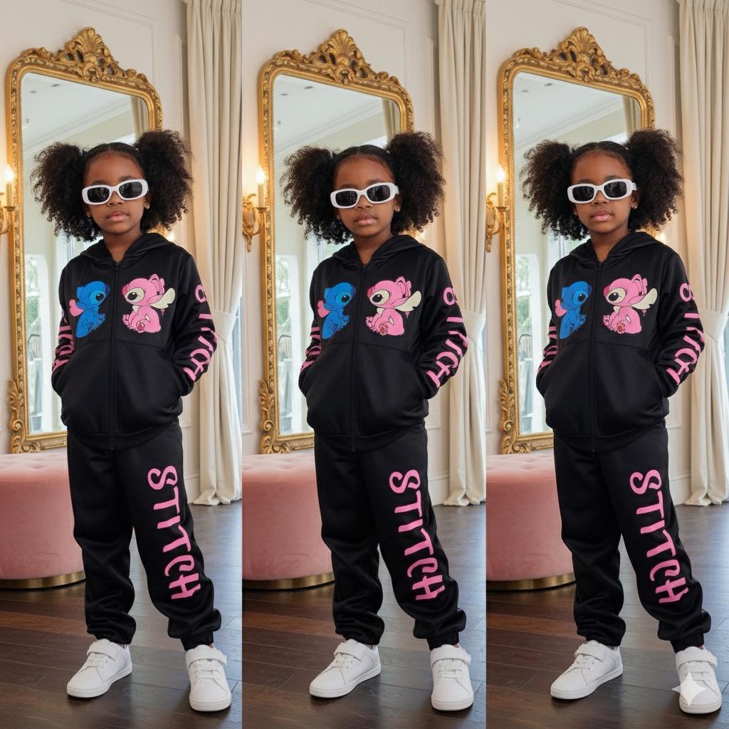 Conjunto Infantil Juvenil Menina Casaco+Calça Abrigo Inverno Estiloso Blogueirinha