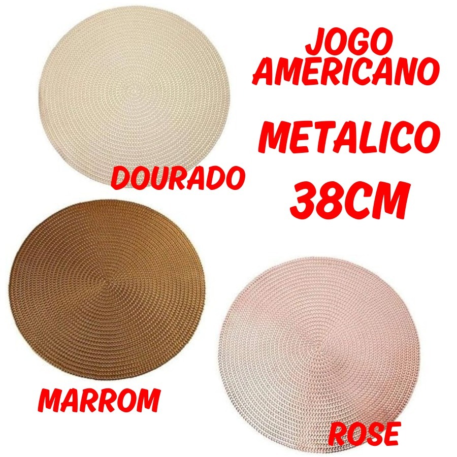 Kit 4 Ou 6 Jogo Americano 38cm Descanso De Mesa Para Cozinha Redondo Metálico Elegante Para Mesa