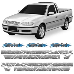 Kit Adesivo Faixa Lateral Tampa Traseira Saveiro Super Surf G3 2000 01 02 03 04 05 Cinza