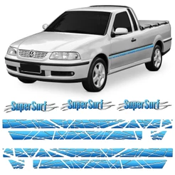 Kit Adesivo Faixa Lateral Tampa Traseira Saveiro Super Surf G3 00 01 02 03 04 05 Azul