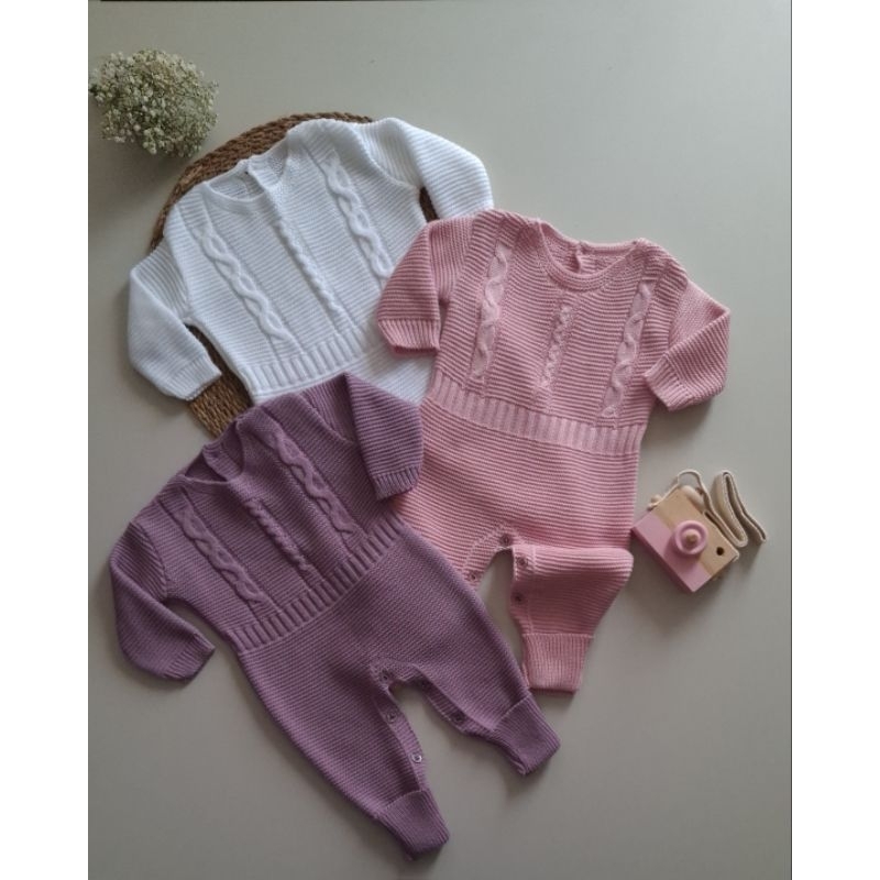 Macacão para Bebê Tricô Unissex  Menino Menina Tricot Recém Nascido Saída Maternidade