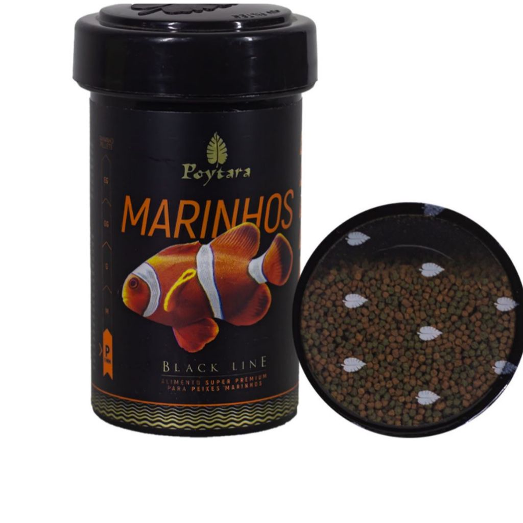 Ração Peixes Poytara Marinhos Black Line 120g Tam P 1mm