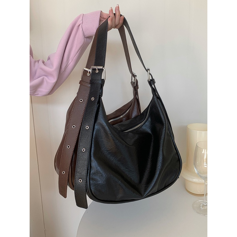 (8769)Bolsa Feminina Em Couro Sintético Média Hobo Trablho Passeio