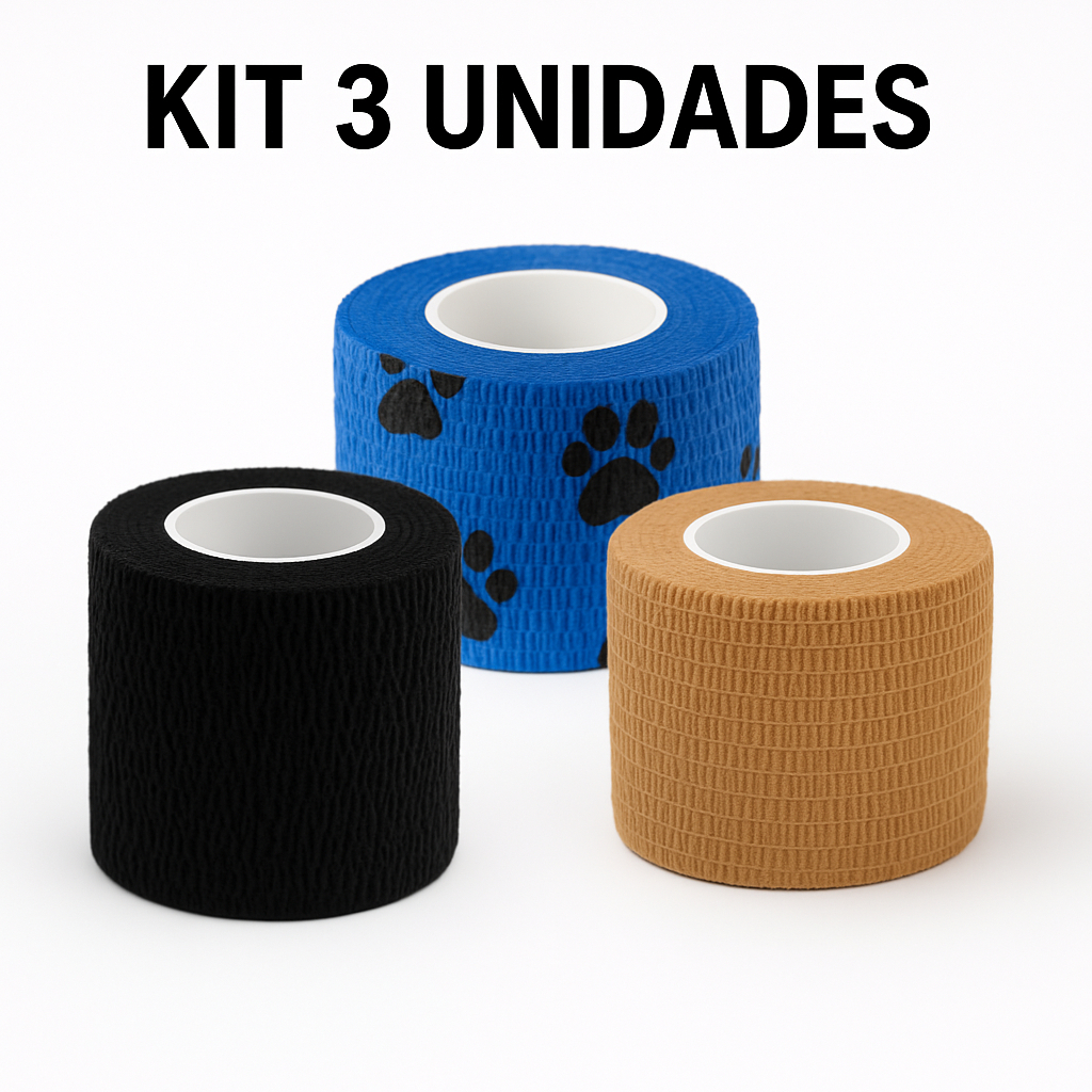 kit 3 Bandagem Elástica autoadesiva Atadura Grip Tattoo Pets Fita Podologia em Oferta na Shopee
