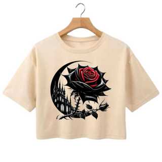 Cropped T-Shirt Oversize Flor Petunia Ghotica 100% Algodao em Oferta na Shopee
