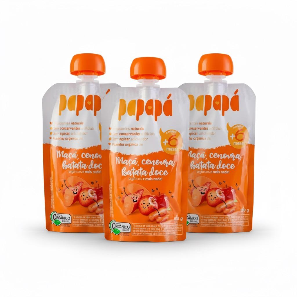 kit Papinha Papapá - Maçã, Cenoura e Batata doce - 100g +6Meses