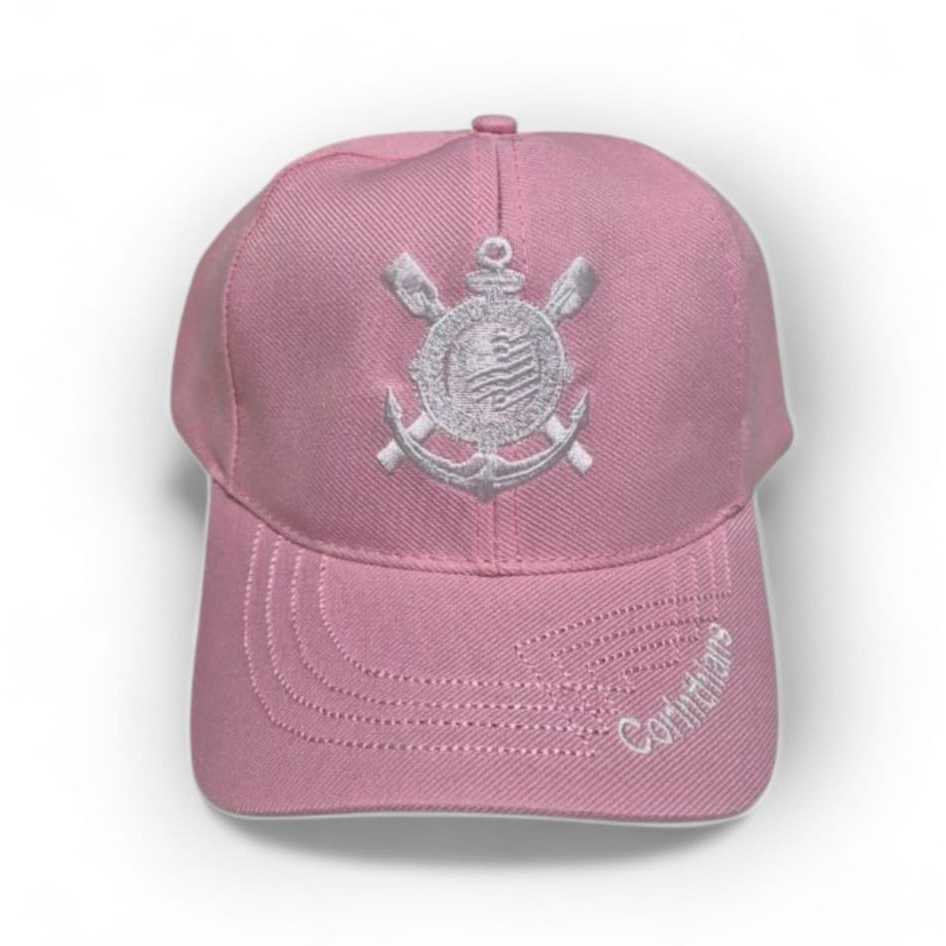 BONÉ DO CORINTHIANS COR ROSA BORDADO ABA CURVA em Oferta na Shopee