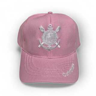 BONÉ DO CORINTHIANS COR ROSA BORDADO ABA CURVA em Oferta na Shopee