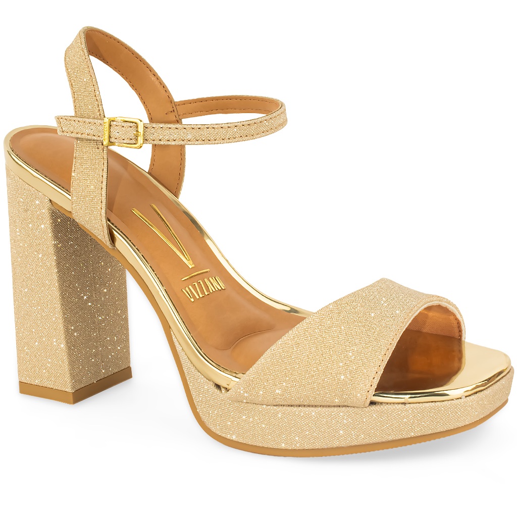 Sandália Vizzano Meia Pata Salto Grosso Original 6551-100 Dourado em Oferta na Shopee