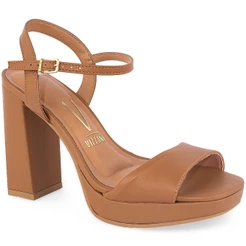 Sandália Vizzano Meia Pata Salto Grosso Original 6551-100 Caramelo