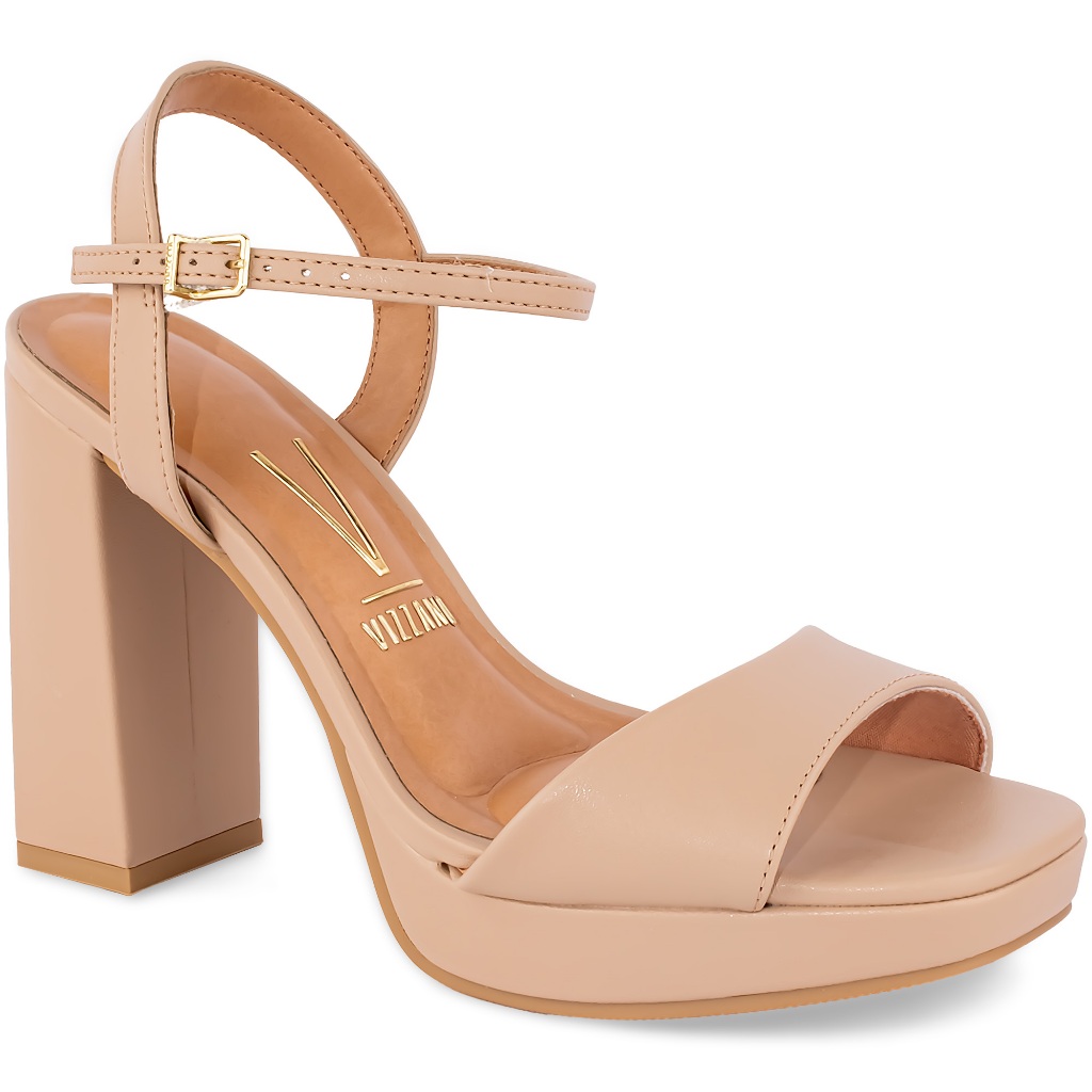Sandália Vizzano Meia Pata Salto Grosso Original 6551-100 Bege