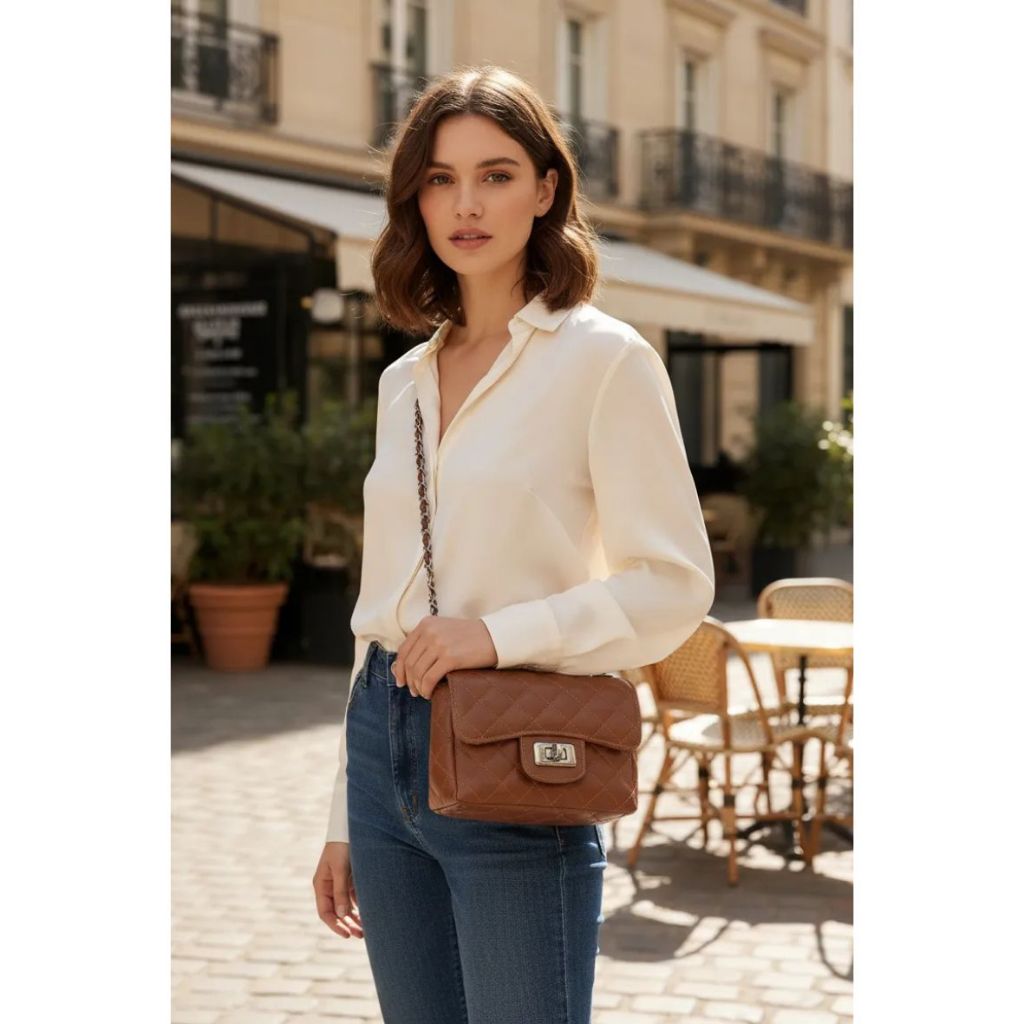 Bolsa De Lado Feminina Lateral Com Corrente Matelassê Festa