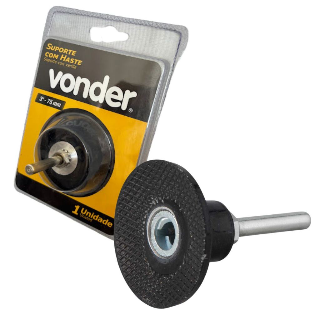 Suporte disco de lixa roloc 75mm troca rapida 1/4 volta p/ micro retifica haste de 6mm diametro 3pol