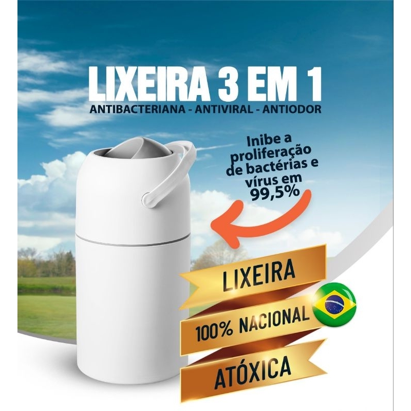 Lixeira Antiodor Baby Mel Mágica, para Quarto do Bebe Descartes de Fraldas Enxoval Banheiros e Pets.