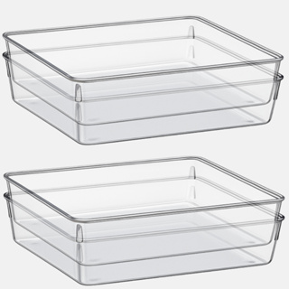 Kit 4 Organizadores Quadrado Multiuso Acrilico Cristal Grande -  P/ Gaveta-Porta Maquiagem-Geladeira em Oferta na Shopee