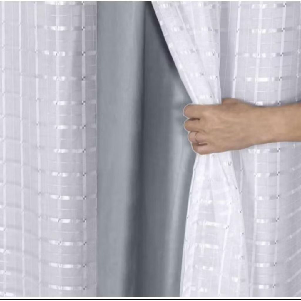 Cortina Prata 4,00x2,80m Microfibra com Voil Xadrez ou Liso – Várias Cores em Oferta na Shopee