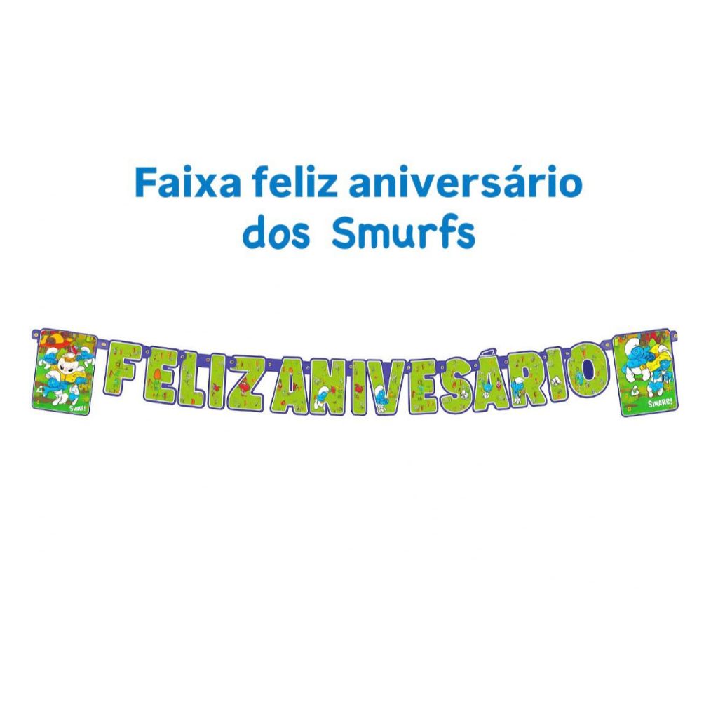 Faixa Feliz Aniversário Os Smurfs