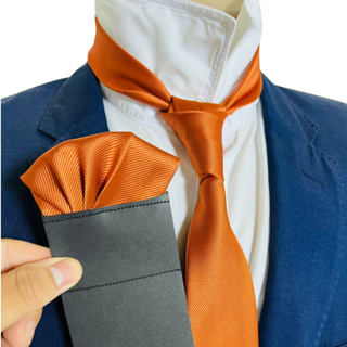 Kit Gravata com Lenço slim Terracota casamento em Oferta na Shopee