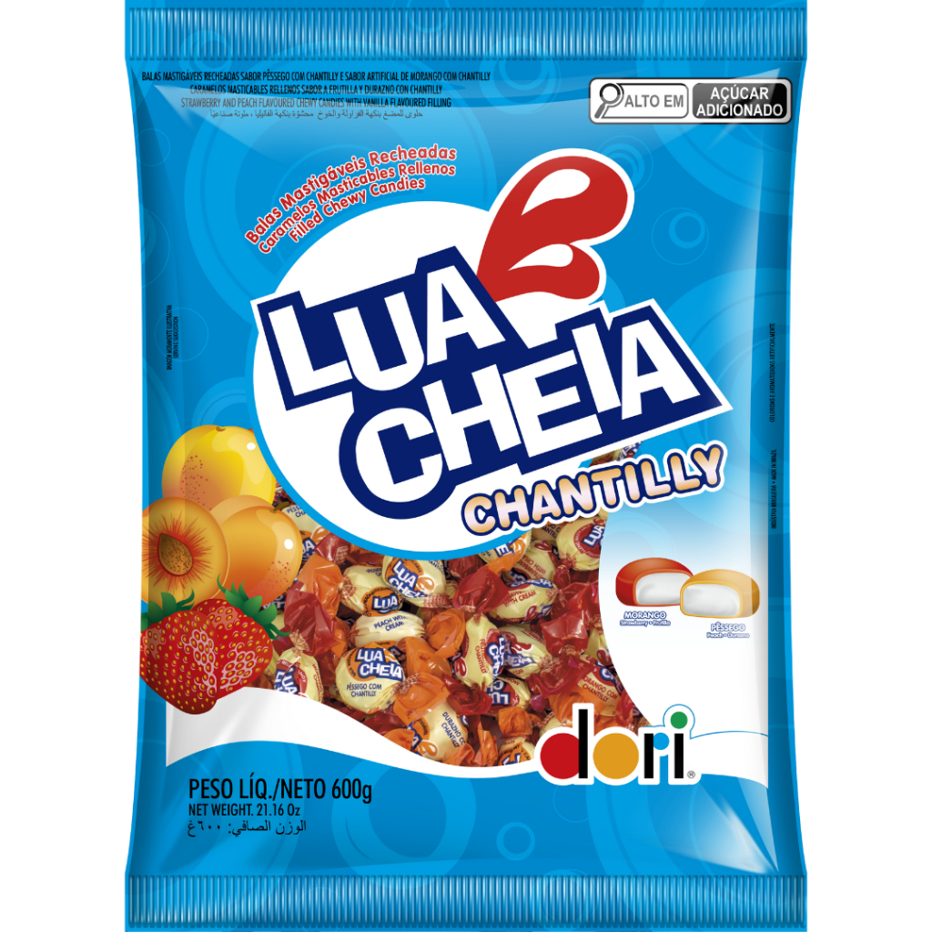 Bala Mastigável Recheada Lua Cheia Chant 600g - DORI em Oferta na Shopee
